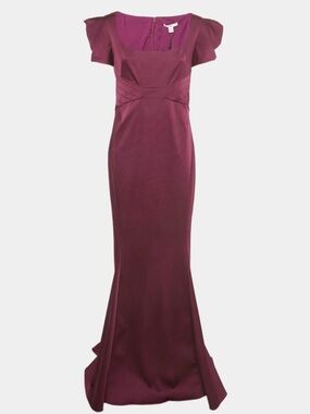 NWT ZAC Zac Posen Purple Crepe Bethanle Gown Size 10 (more like size 6)